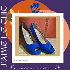 Nine & Co. Bright Blue Peep-toe Heels